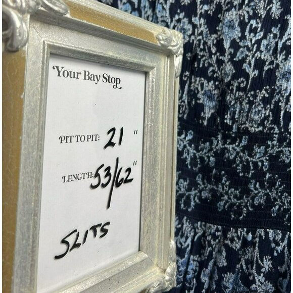 Bila Women's Maxi Dress Size Medium Blue Floral Sleeveless Boho Handkerchief Hem - Picture 9 of 9